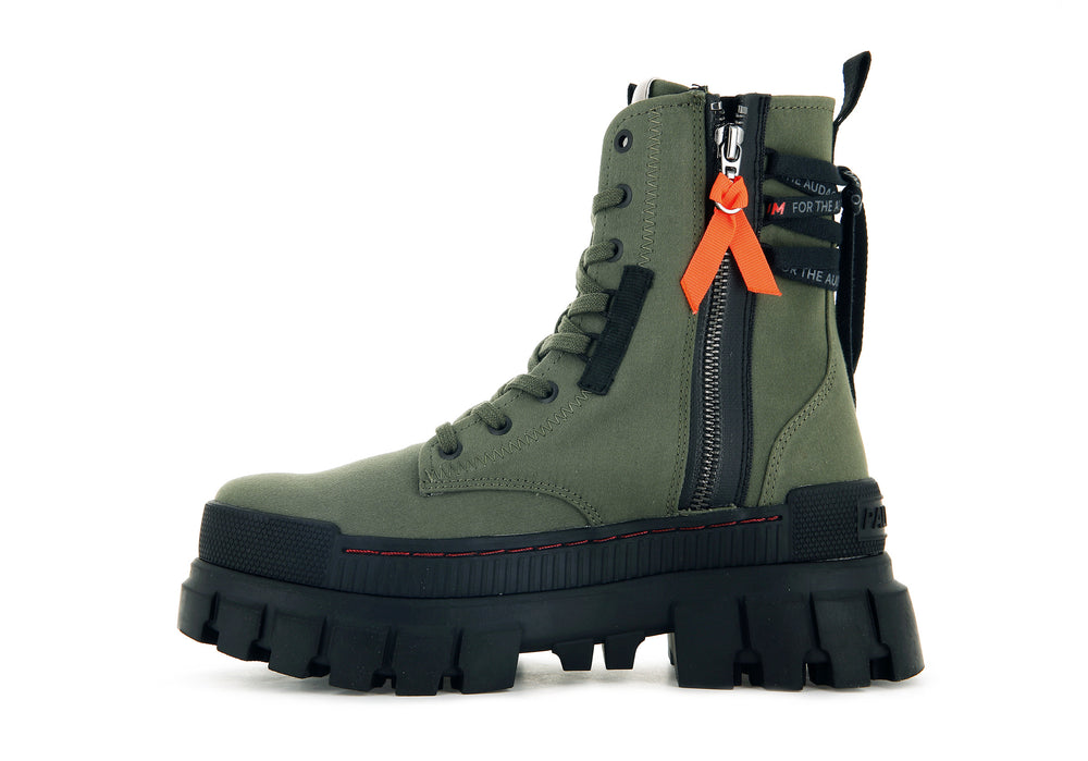 Zapatos Altas Palladium REVOLT BOOT TX Mujer Verde Oliva | Costa Rica-36287